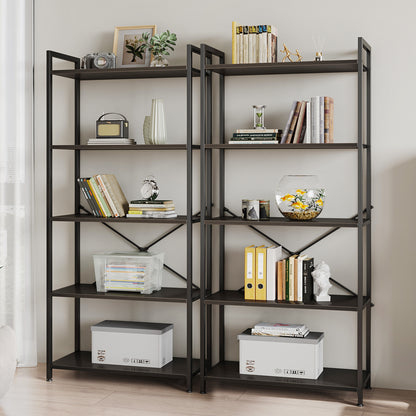 Casacomoda 5-Tier Bookshelf, Freestanding Book Shelf, Home Office Bookcase for Bedroom, Living Room, Black