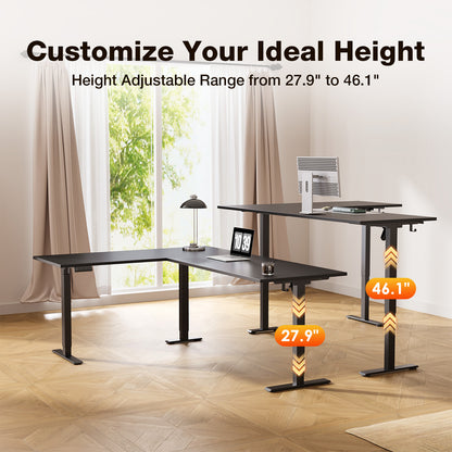 L Shaped Standing Desk 63 x 47 inch, Height Adjustable Electric Corner Standing Desk, Sit-Stand Computer Desk for Home Office, Black