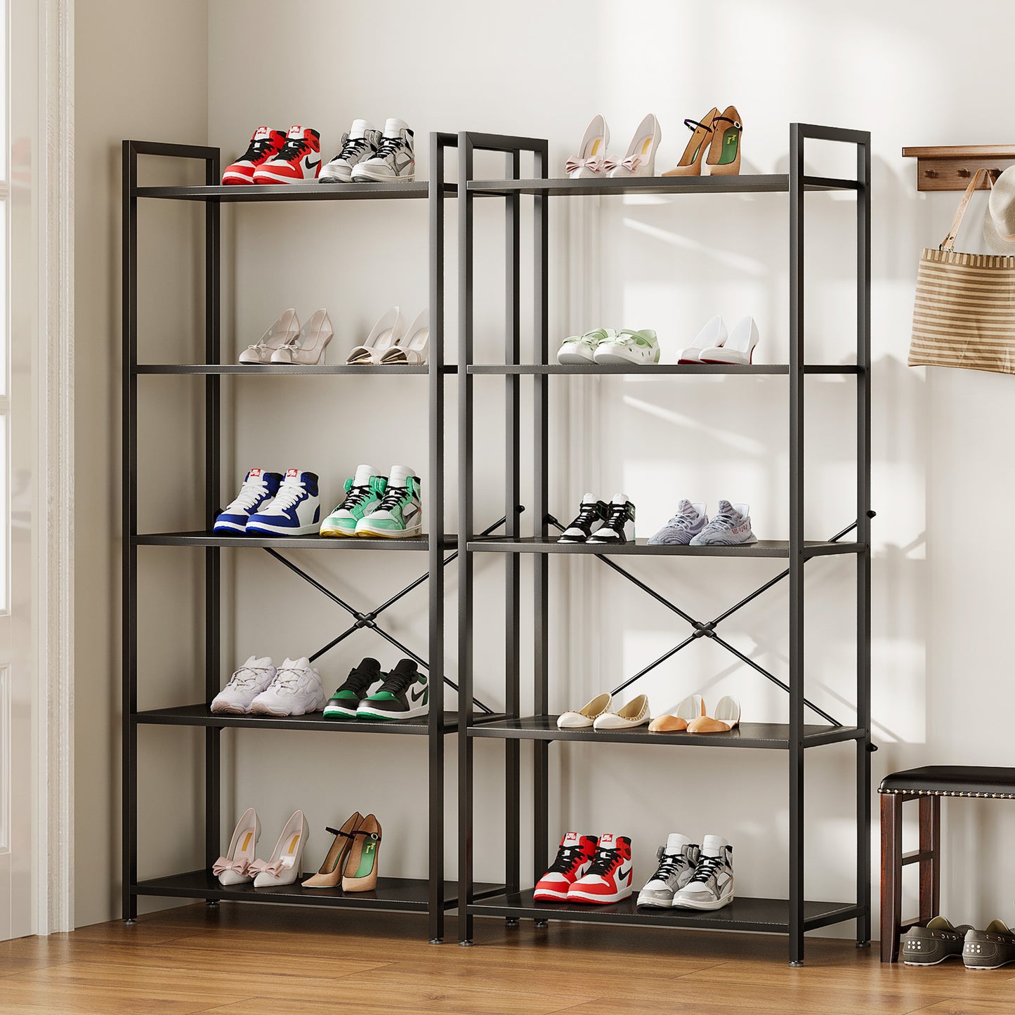Casacomoda 5-Tier Bookshelf, Freestanding Book Shelf, Home Office Bookcase for Bedroom, Living Room, Black