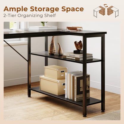 Casacomoda 40 Inch L Shaped Computer Desk with Reversible Storage Shelves, Small Corner Desk for Home Office and Study, Black