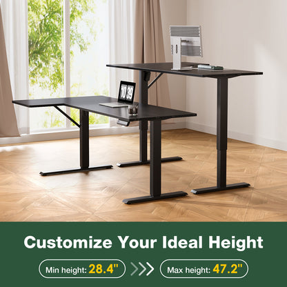 55 Inch L Shaped Standing Desk, 55 x 32 Sit Stand up Desk, Height Adjustable Computer Desk, Reversible Corner Workstation, Carbon Fiber Black