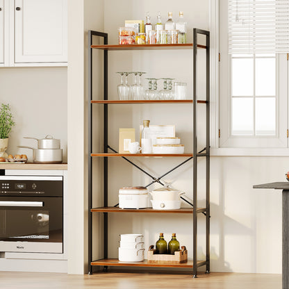 Casacomoda 5-Tier Bookshelf, Freestanding Book Shelf, Home Office Bookcase, Storage Shelving Unit for Bedroom, Living Room, Vintage