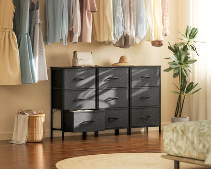 Casacomoda Dresser for Bedroom Nightstand Small Dresser Chest of Drawers End Table for Living Room, Closet Dresser with 3 Storage Drawers Organizer Clothes, Dark Grey