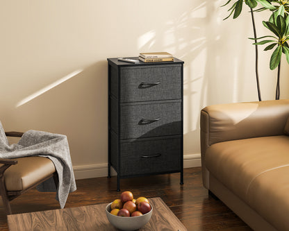 Casacomoda Dresser for Bedroom Nightstand Small Dresser Chest of Drawers End Table for Living Room, Closet Dresser with 3 Storage Drawers Organizer Clothes, Dark Grey