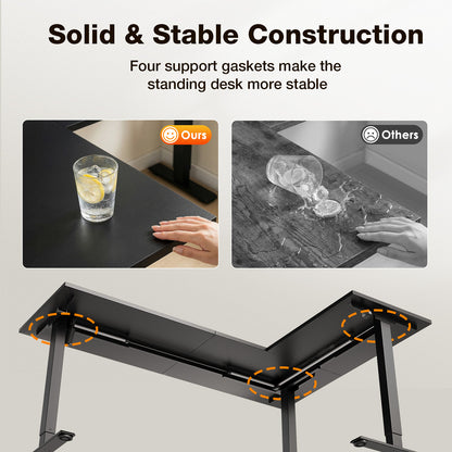 L Shaped Standing Desk 63 x 47 inch, Height Adjustable Electric Corner Standing Desk, Sit-Stand Computer Desk for Home Office, Black