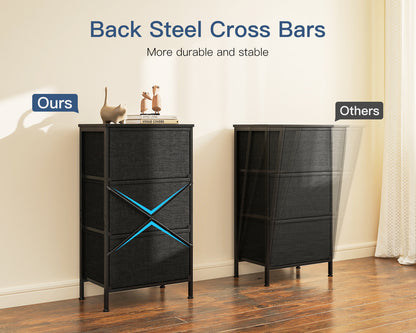 Casacomoda Dresser for Bedroom Nightstand Small Dresser Chest of Drawers End Table for Living Room, Closet Dresser with 3 Storage Drawers Organizer Clothes, Black