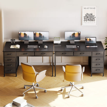 Casacomoda 48" Home Office Desk with 6 Drawers, Modern Computer Desk with Small Space, Corner Computer Desk, Black