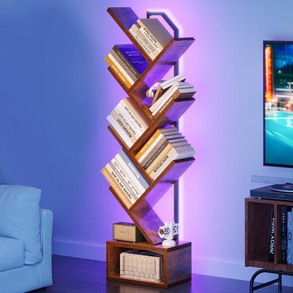 Casacomoda 6-Tier Tree Floor Lamp with Integrated LED Shelving, Modern Display Stand for Living Room & Home Office, Vintage