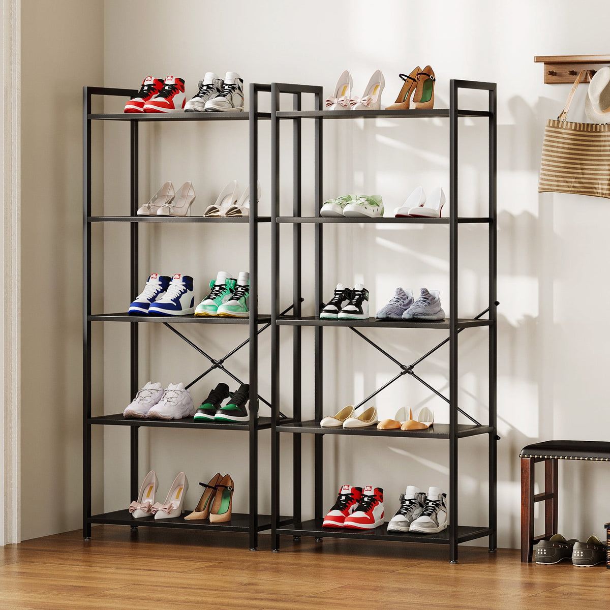 Casacomoda 5-Tier Bookshelf, Freestanding Book Shelf, Home Office Bookcase for Bedroom, Living Room, Black
