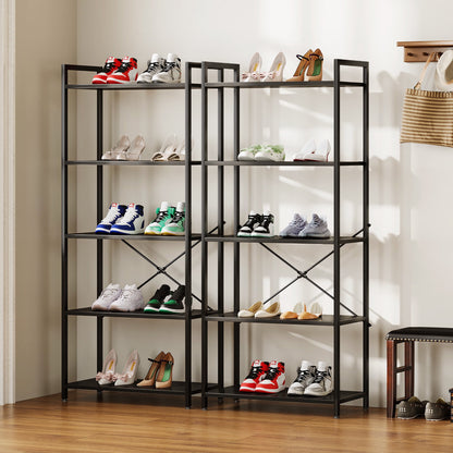 Casacomoda 5-Tier Bookshelf, Freestanding Book Shelf, Home Office Bookcase for Bedroom, Living Room, Black