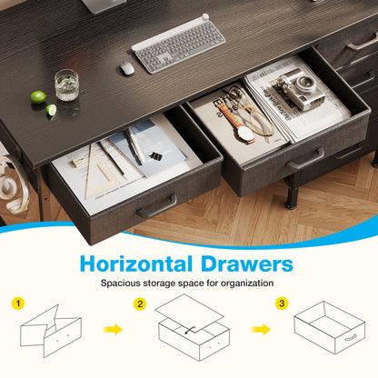 Casacomoda 40" Home Office Desk with 6 Drawers, Modern Computer Desk with Small Space, Corner Computer Desk, Black