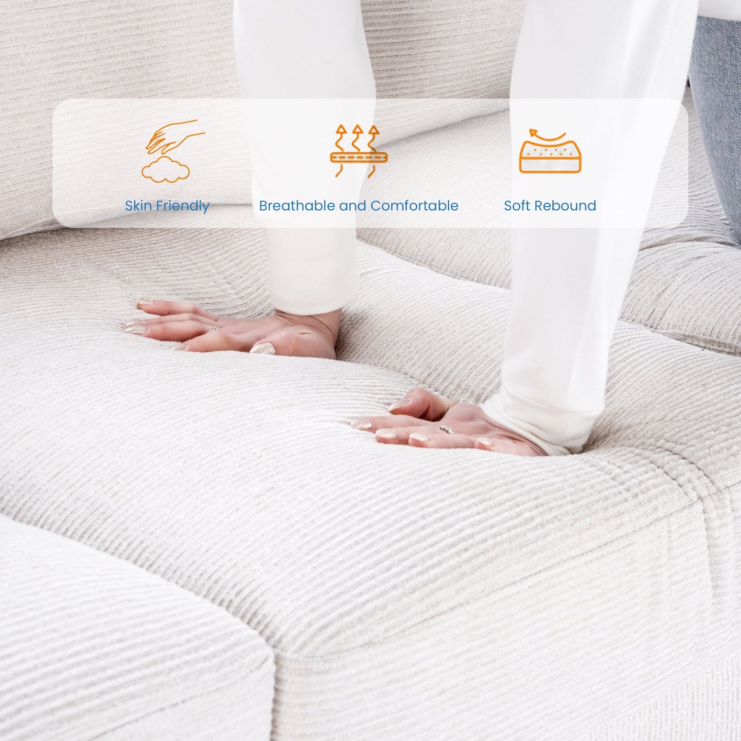 Casacomoda 89" Modern 3-Seater Sofa, Comfy Couches for Living Room, Chenille Sofas for Small Space, Easy Assembly, Beige
