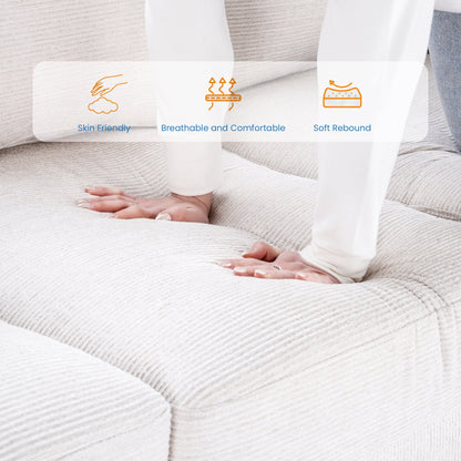 Casacomoda 89" Modern 3-Seater Sofa, Comfy Couches for Living Room, Chenille Sofas for Small Space, Easy Assembly, Beige