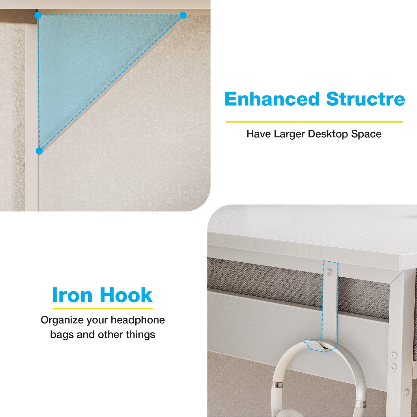 Casacomoda 40" Home Office Desk with 6 Drawers, Modern Computer Desk with Small Space, Corner Computer Desk, Pure White