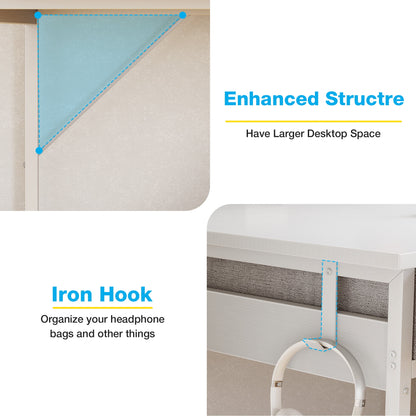 Casacomoda 40" Home Office Desk with 6 Drawers, Modern Computer Desk with Small Space, Corner Computer Desk, Pure White