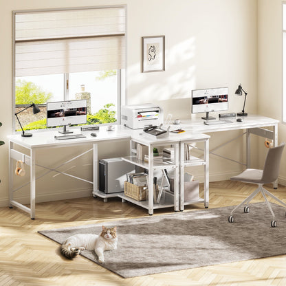 Casacomoda 48 Inch L Shaped Computer Desk with Power Outlet Shelves, Reversible Corner Desk for Small Space Home Office, L-Shaped Desk PC Desks, White