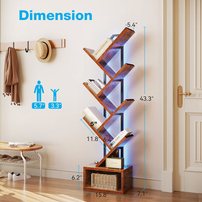 Casacomoda 6-Tier Tree Floor Lamp with Integrated LED Shelving, Modern Display Stand for Living Room & Home Office, Vintage