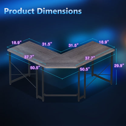 Casacomoda Computer Desk L Shaped, 51 Inch Reversible L Shaped Desk, Gaming Desk, Home Office Desk, Gray Oak