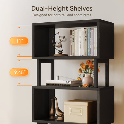 Casacomoda 3-Drawer Bookshelf, 5-Tier Wood & Metal Bookcase with Storage Drawers, Freestanding Office Shelves for Living Room, Bedroom, Home Office Organizer, Black