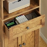 5-Tier Bookcase with Drawer and Cabinet, Modern Bookshelf for Home Office, Living Room or Bedroom, Easy Assembly & Stable Structure, Vintage
