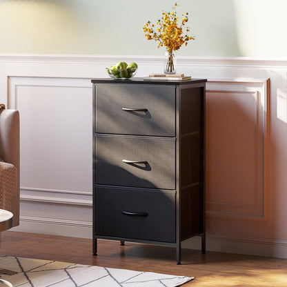 Casacomoda Dresser for Bedroom Nightstand Small Dresser Chest of Drawers End Table for Living Room, Closet Dresser with 3 Storage Drawers Organizer Clothes, Black
