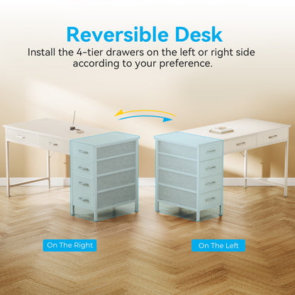 Casacomoda 48" Home Office Desk with 6 Drawers, Modern Computer Desk with Small Space, Corner Computer Desk, Pure White