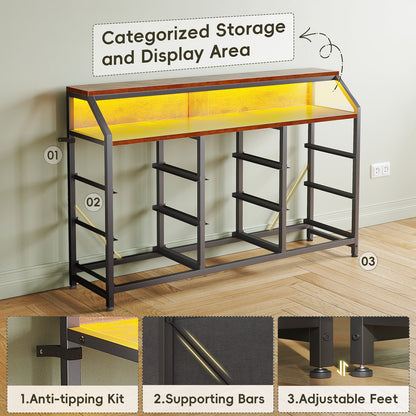 Casacomoda 55 inch Dresser with LED Lights , Dresser for Bedoom with 9 Storage Drawers, Black and Vintage