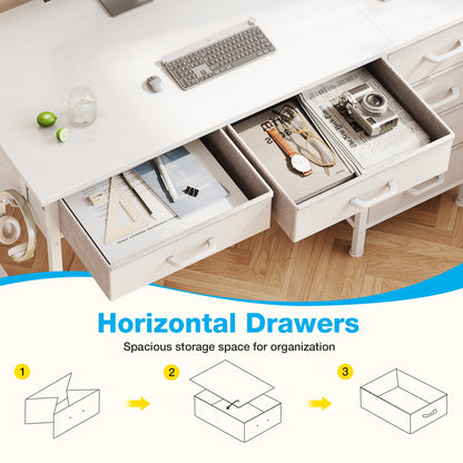 Casacomoda 40" Home Office Desk with 6 Drawers, Modern Computer Desk with Small Space, Corner Computer Desk, Pure White