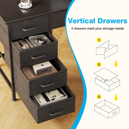 Casacomoda 48" Home Office Desk with 6 Drawers, Modern Computer Desk with Small Space, Corner Computer Desk, Black