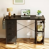 Casacomoda Computer Desk with Drawers & Storage Shelves, 40 Inch Corner Desk for Home Office Bedroom, Small Teen PC Desks with Fabric Drawer, Black