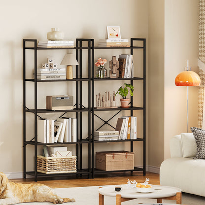 Casacomoda 5-Tier Bookshelf, Freestanding Book Shelf, Home Office Bookcase for Bedroom, Living Room, Black