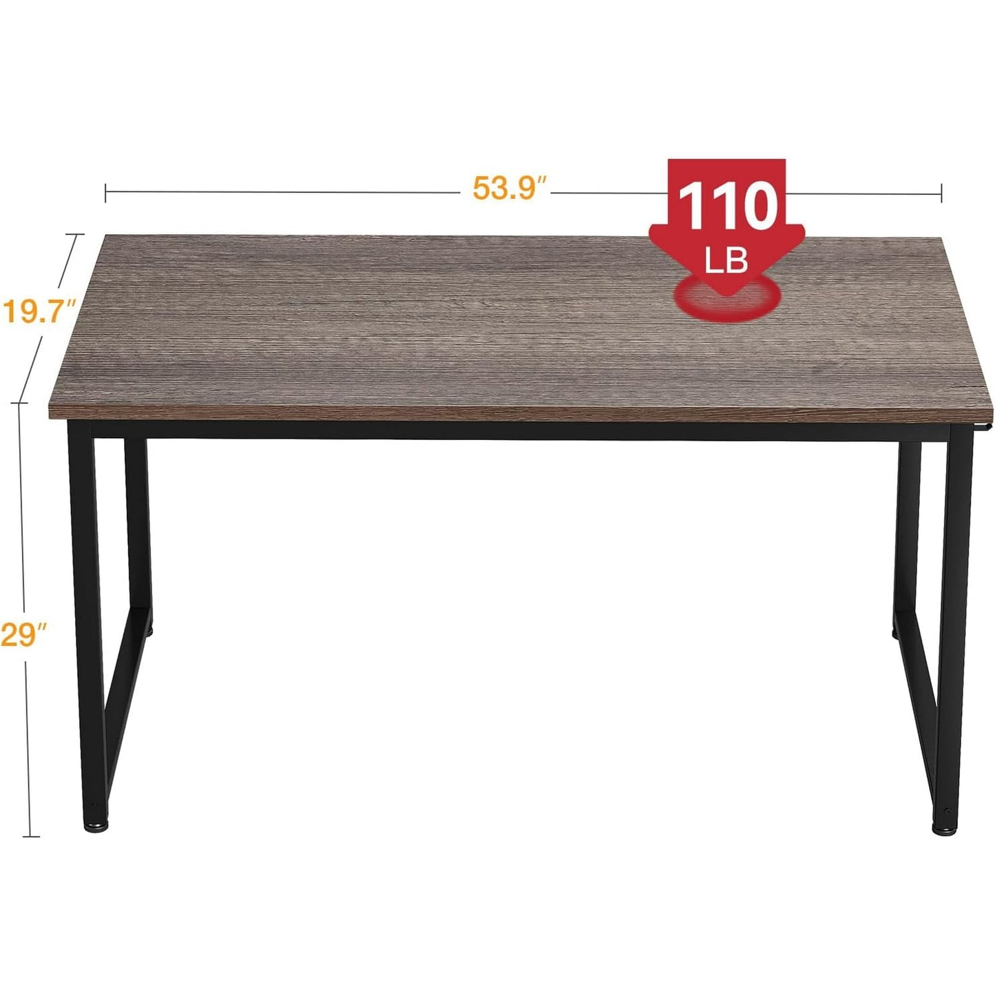 Casacomoda 54 inch Computer Desk with Headphone Hooks, Home Office Desk for Large Spaces, Simple Modern Desk for Studying & Writing, Grey Oak