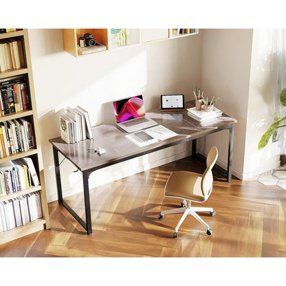 Casacomoda 63 inch Computer Desk with Headphone Hooks, Home Office Desk for Large Spaces, Simple Modern Desk for Studying & Writing, Grey Oak
