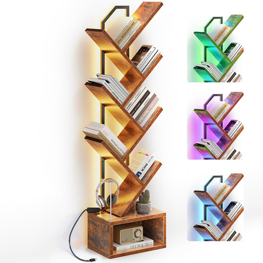 Casacomoda 6 Tier Tree Bookshelf, Bookcase with LED Lights
