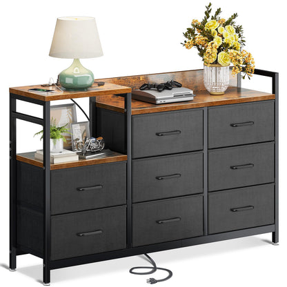 Fabric Dressers Chests of Drawers with Sturdy Steel Frame