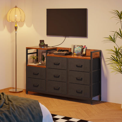 Fabric Dressers Chests of Drawers with Sturdy Steel Frame