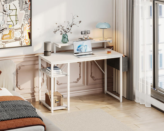 Small Computer Desk with Adjustable Monitor Stand