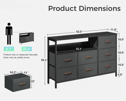 Dressers for Bedroom with 7 Large Fabric Drawers