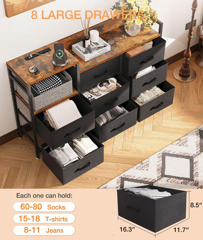 Fabric Dressers Chests of Drawers with Sturdy Steel Frame