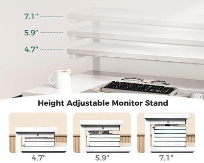 Small Computer Desk with Adjustable Monitor Stand