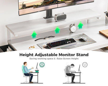 Small Computer Desk with Adjustable Monitor Stand