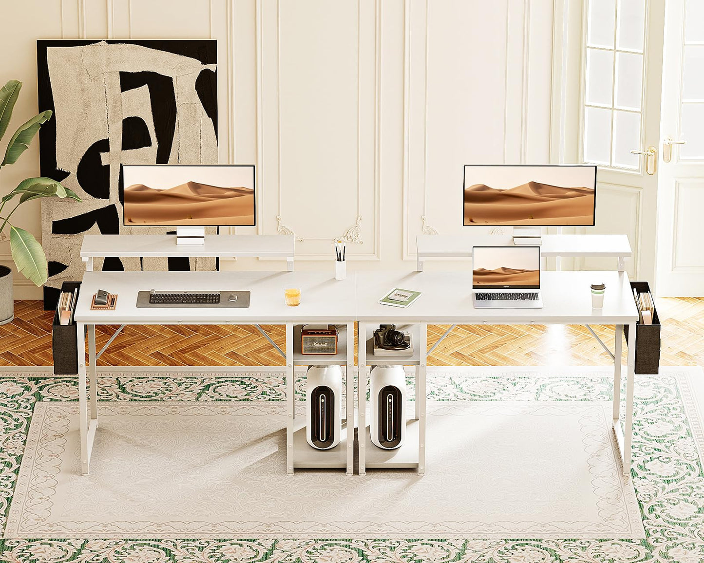 Small Computer Desk with Adjustable Monitor Stand