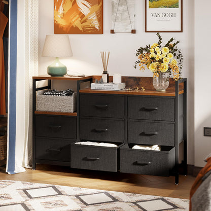 Fabric Dressers Chests of Drawers with Sturdy Steel Frame
